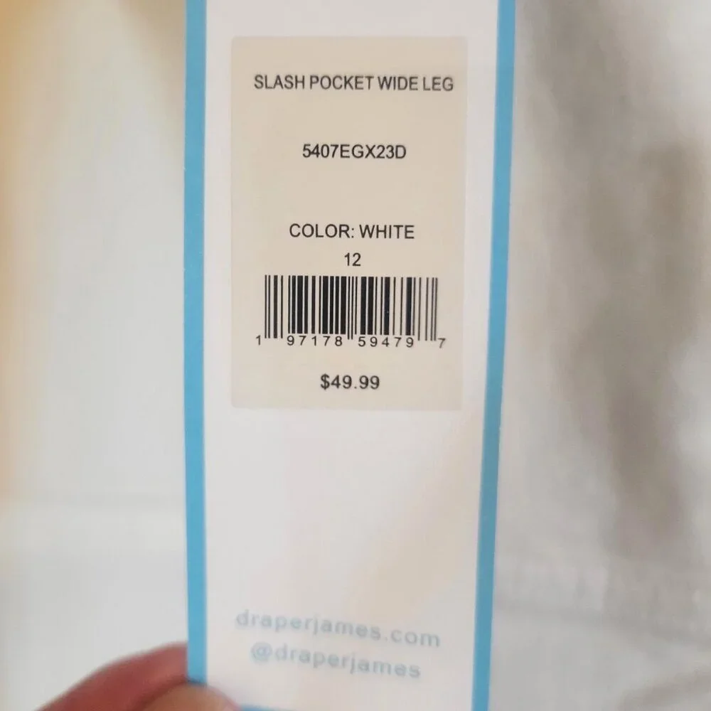NWT!  Draper James Wide Leg Ankle Pants High-Waisted in White - Size 12 - Picture 3 of 12